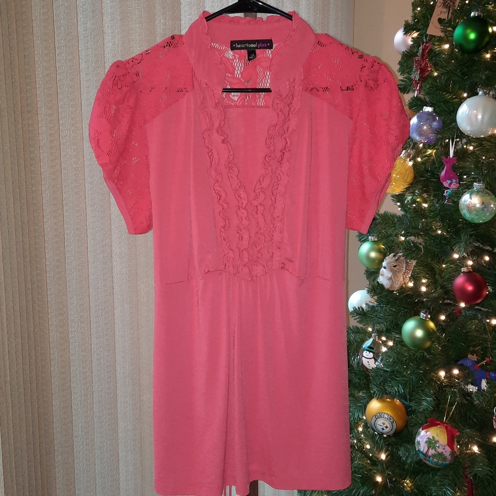Heartsoul Plus sz 1X dark coral top